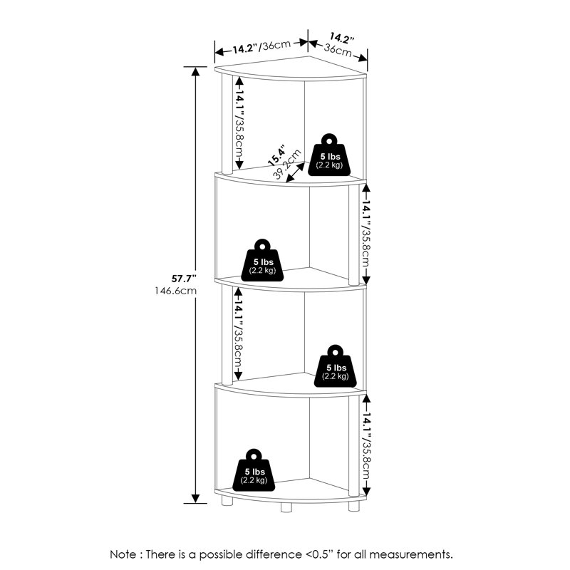Bibliothèque d'angle à 4 niveaux Sharee