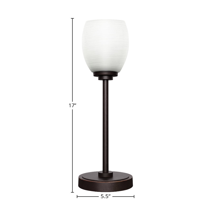 Lampe d'appoint Luna avec verre de 5 po, Blanc, Granit foncé