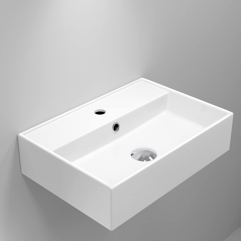 iBathUK Aventa Wall Hung Modern Square Ceramic Cloakroom Basin, Durable and Stylish Ceramic Basin
