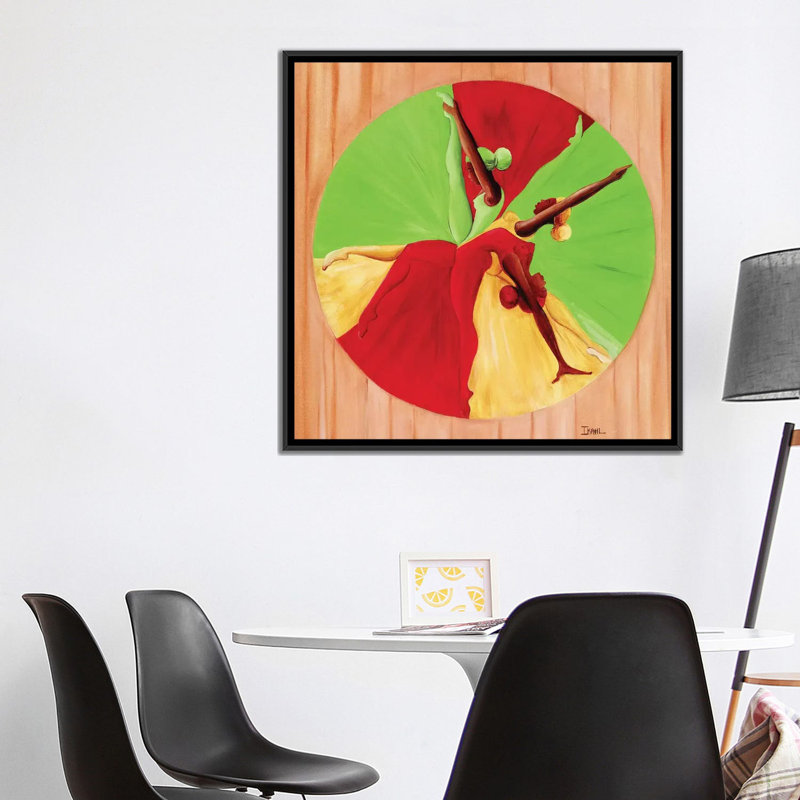 « danse circle », impression sur toile, H 18 po x l 18 po x P 1,5 po, Toile avec cadre noir, Pas de tapis