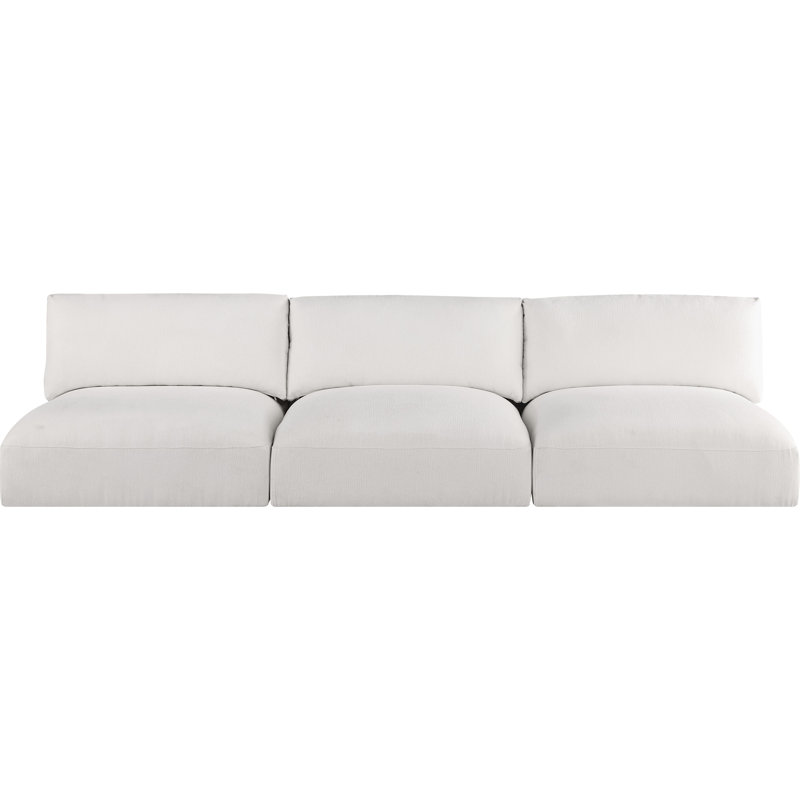Canapé modulaire à bras carré Hoswell, Tissu crème en polyester