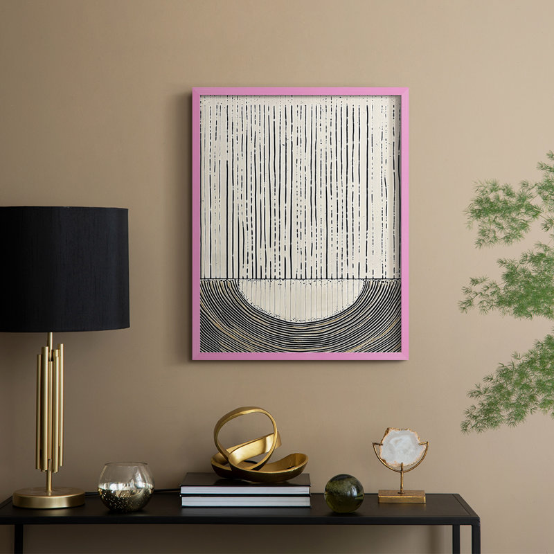 Reproduction encadrée abstraite CLXIX - prête à être accrochée, Rose, H 29 po x l 23 po