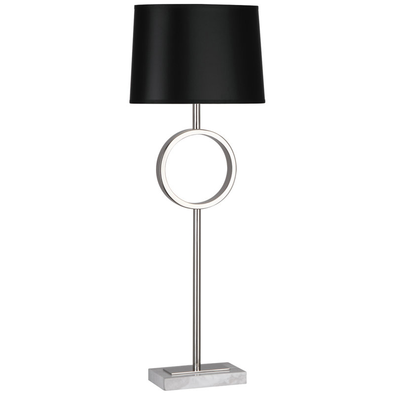 Lampe de table 29,5 "Logan, Parchemin opaque peint noir, Nickel poli