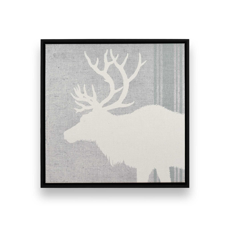 Antlered Silhouette II, reproduction sur toile dans un cadre, H 12,75 po x l 12,75 po, Noir satiné