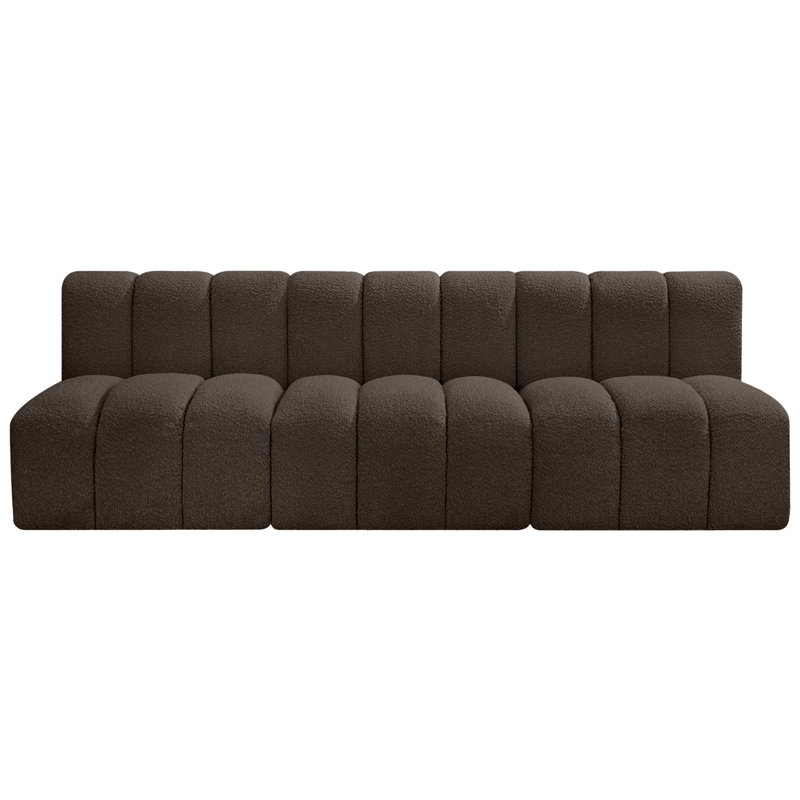 Hrach Upholstered Sectional Reversible, Brown Boucle Fabric