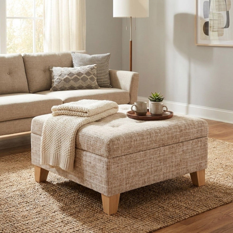 Grand repose-pieds avec rangement HomePop Camden