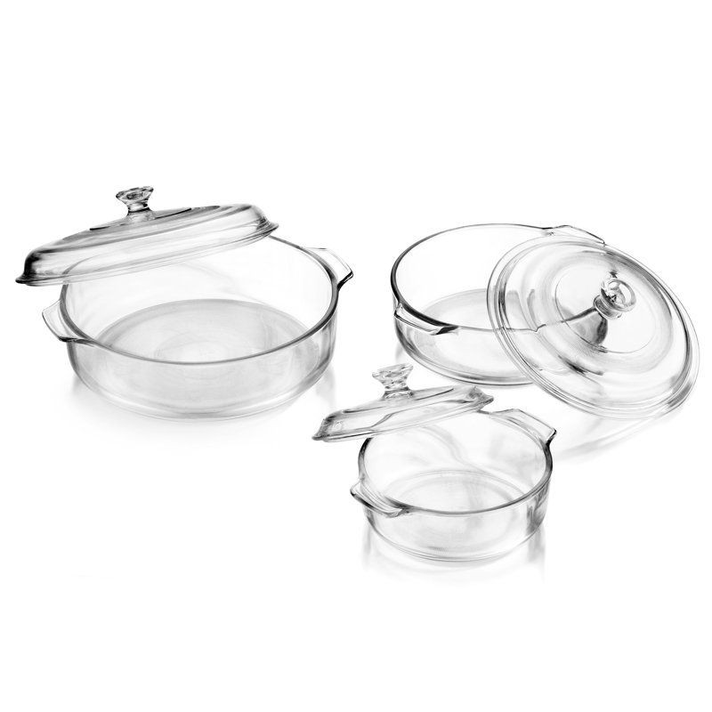 Baker's Premium 3-Piece Clear Glass Serving Dish Set with Cover Baker's Premium 3-Piece Clear Glass Serving Dish Set with Cover