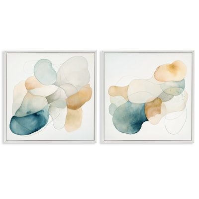 «Pale Earth Tone Arrangement», ensemble de 2 impressions sur toile encadrées, design par Irena Orlov