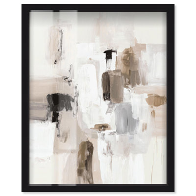 Art mural abstrait abstrait Gesture in Neutral II par Art Remedy, cadre noir, 24 x 30