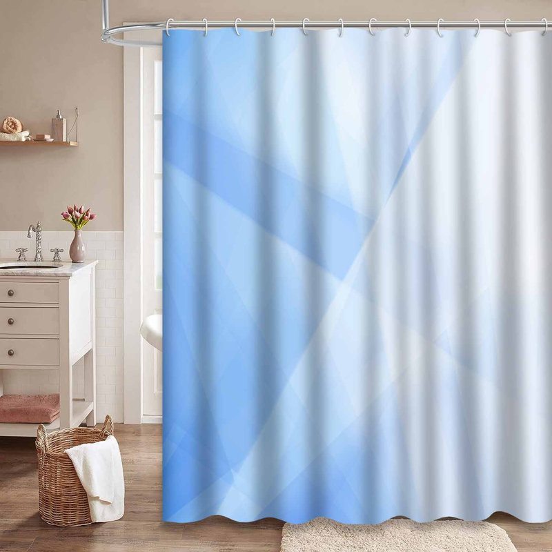Rideau de douche blanc à motif géométrique abstrait blanc avec 12 crochets, L 72 po x l 84 po