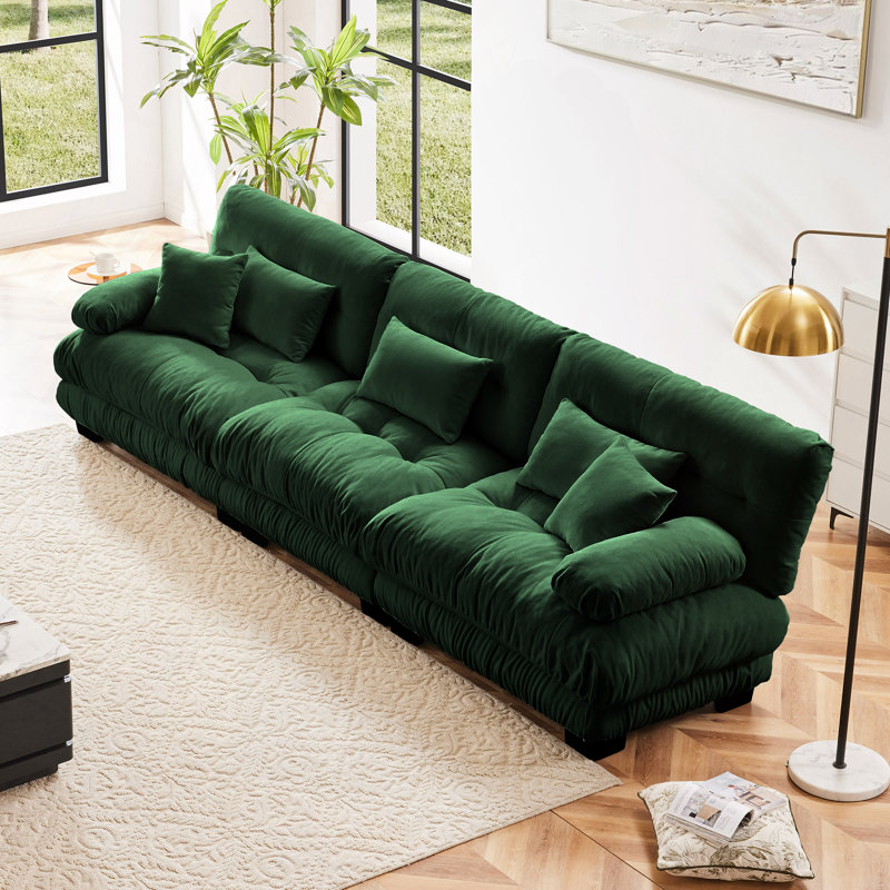 Canapé modulaire 3 places à assise profonde et canapé modulaire, canapé en chenille, meubles rembourrés et confortables pour salon, appartement, studio, bureau, chenille