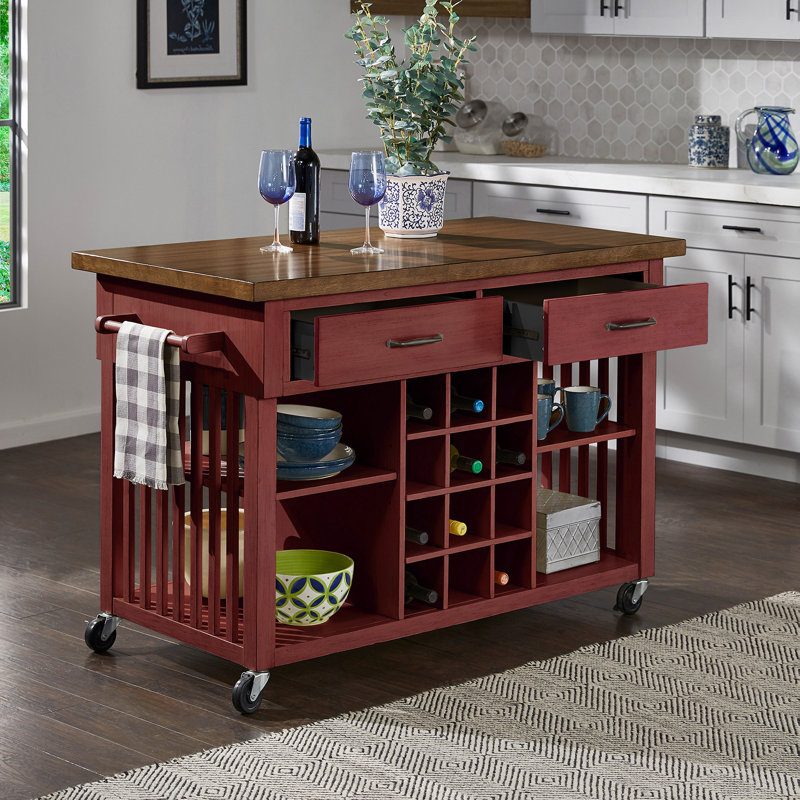 Sariyah Wood Kitchen Cart, Antique Berry