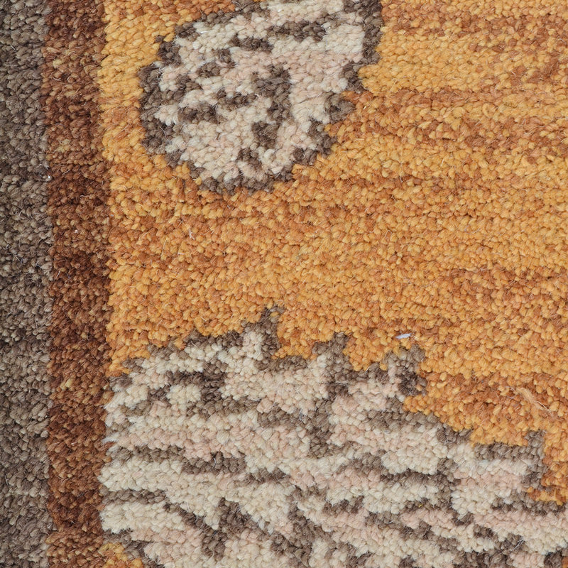Tapis de couloir noué à la main doré et doré, Tapis de couloir 2 pi 6 po x 10 pi