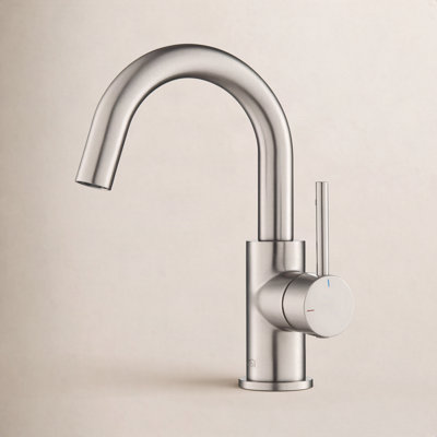 Circular Single-Hole Bathroom Faucet with Drain