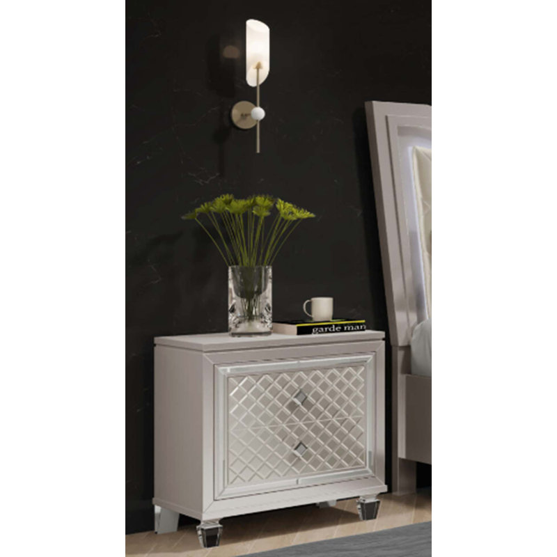 Cross Glam Nightstand With Exquisite Details