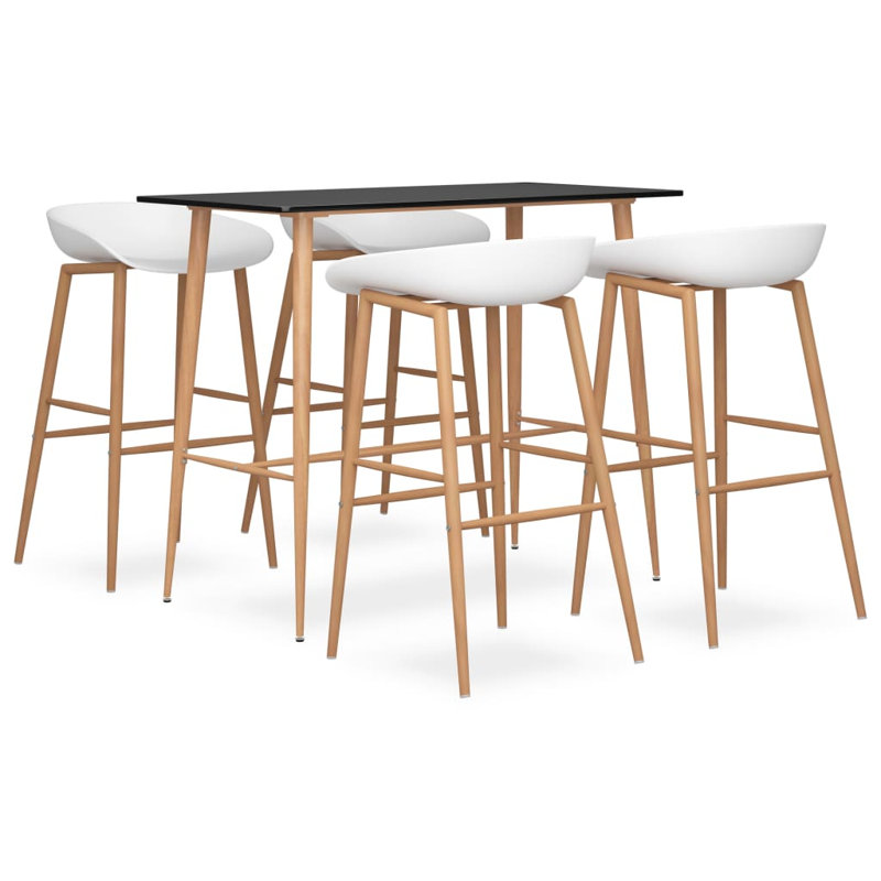 Barker 4 - Person Dining Set, Black, Black