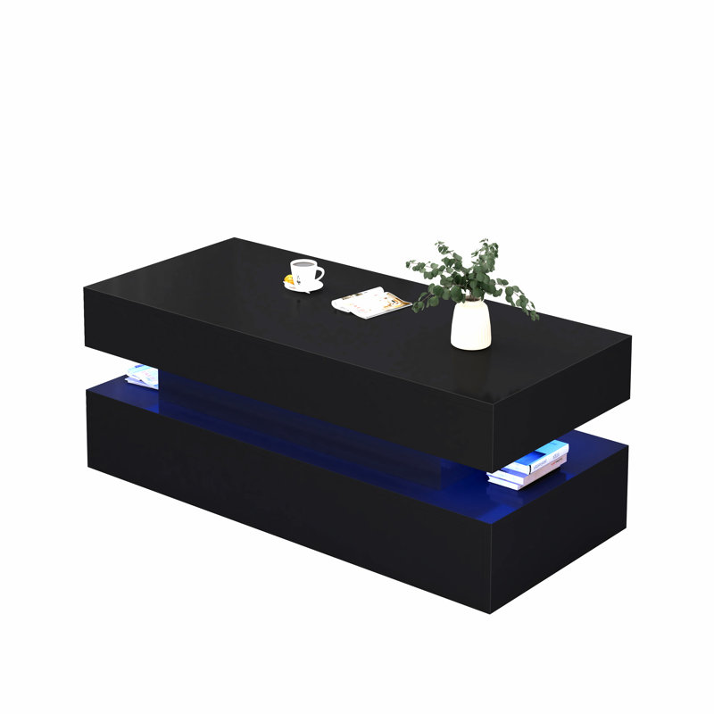Foldable Coffee Table With Drawers And Led Alluring Modern Tempting