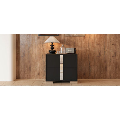 Table de chevet élégante avec poignée en métal, table de chevet à miroir avec 2 tiroirs pour la chambre à coucher et le salon