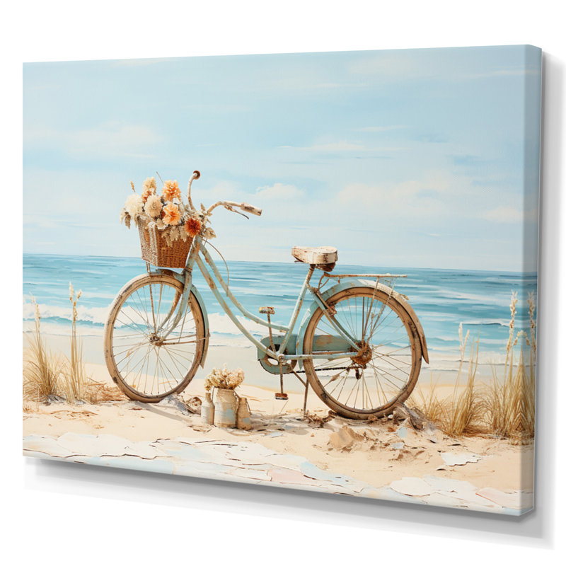 «Bicycle Tranquil Pedaling By The Beach V», reproduction sur toile, Toile tendue, H 12 po x l 20 po x P 1 po