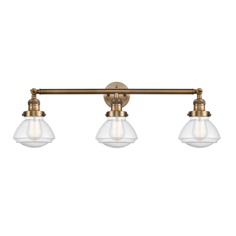 Éclairage pour salle de bain 3 lumières Chesterville, Ampoule incandescente rétro de 60 watts, Grainé, Or satiné