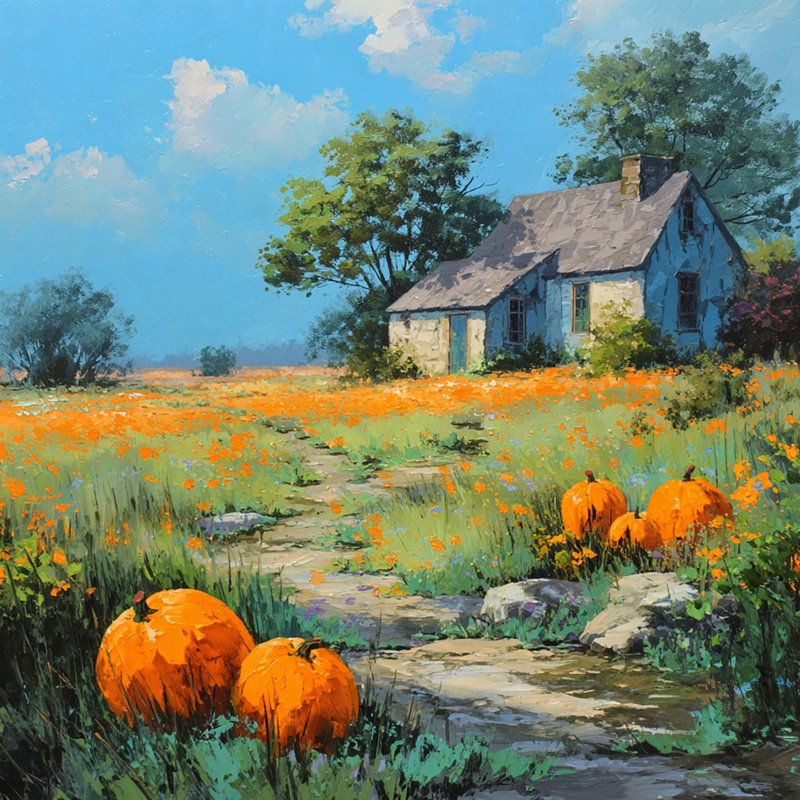 «Cottage» par Blooming Field, art mural sur toile tendue, H 20 po x l 20 po