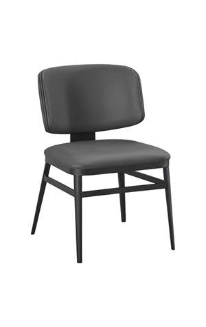 Chaise d'intérieur en métal avec assise en vinyle , Gris