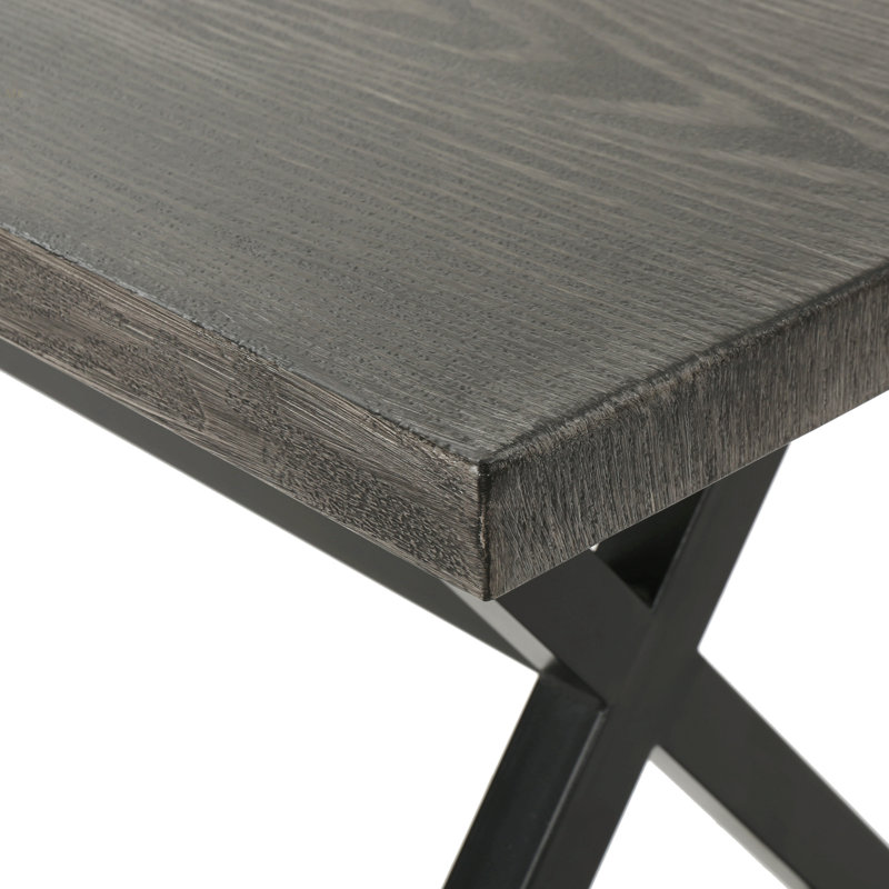 Outdoor Aluminum Dining Bench With Steel Frame, Grey / Black, Gray