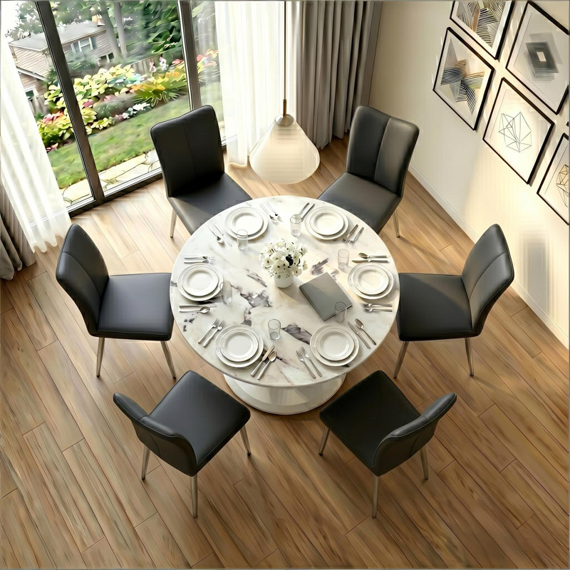 Ensemble de table de salle à manger 47,2 po, table de salle à manger moderne avec chaises à dossier haut en similicuir, Noir