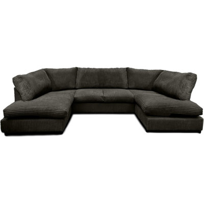 U-Shape High Back Cushion Fabric Sectional Sofa