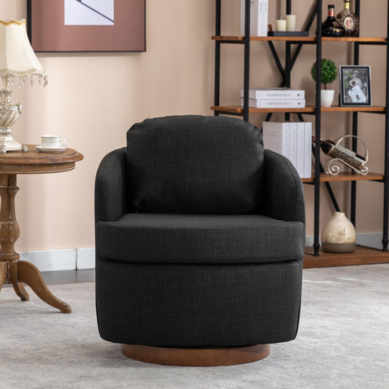 Fauteuil demi-tonneau pivotant de 29,1 po Markysha, Lin gris foncé