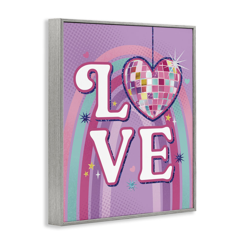 Giclée encadrée «Love Disco Heart» par Courtney Morgenstern, H 14 po x l 11 po, Estampe numérique Farmhouse