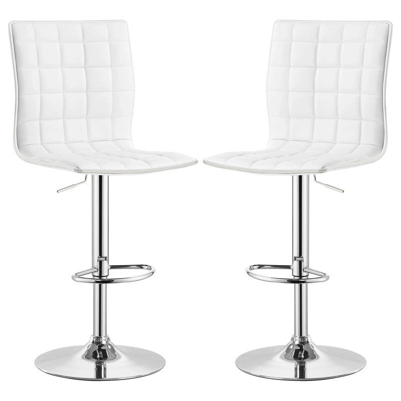 Iancarlo Swivel Upholstered Adjustable Height Counter Stool, White