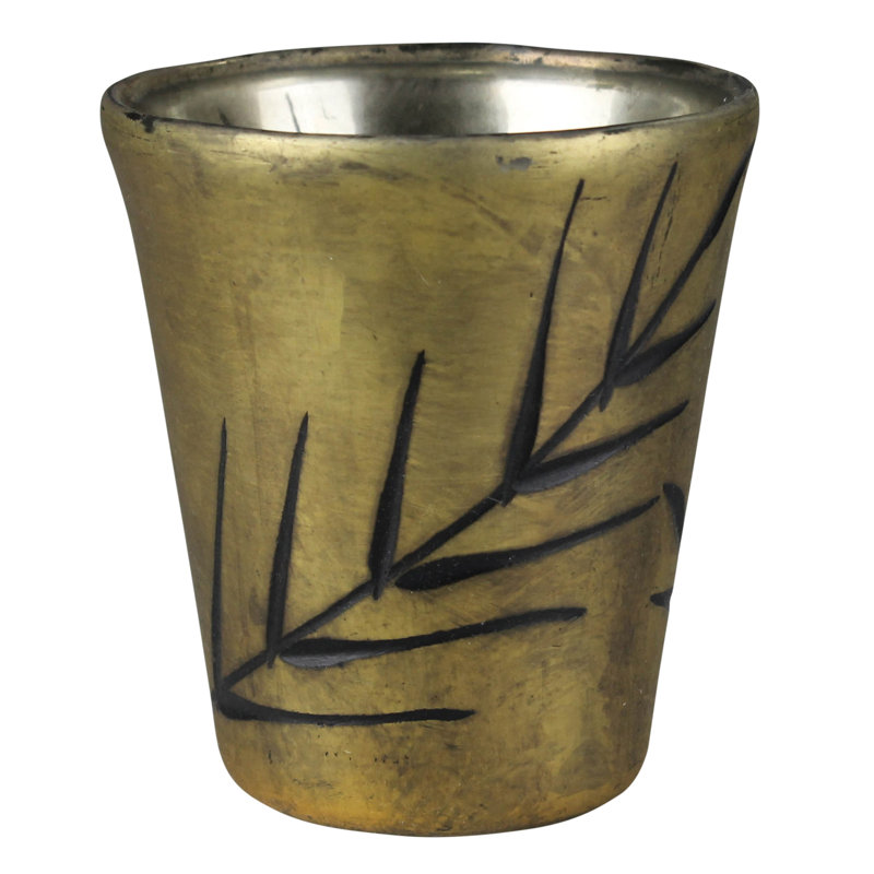 Lenapah 4'' H Mercury Glass Tabletop Votive Holder, Gold/Black
