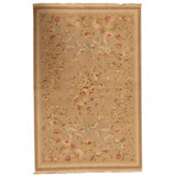 Wool Floral Area Rug in Light Brown