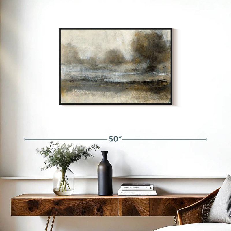 Paysage doré I, Cadre flottant noir, 31 po x 21 po