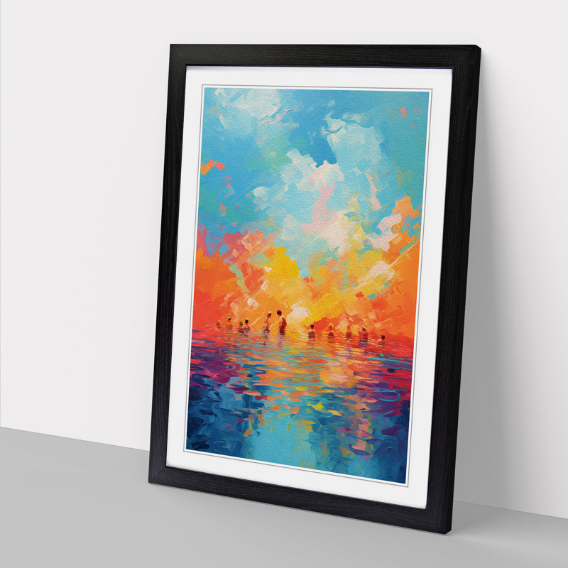 XYZ-FRM-V1223-6113 Swimming Colour Field No.2 - Single Picture Frame Print on Wood, Black , 46cm H x 34cm W x 2cm D