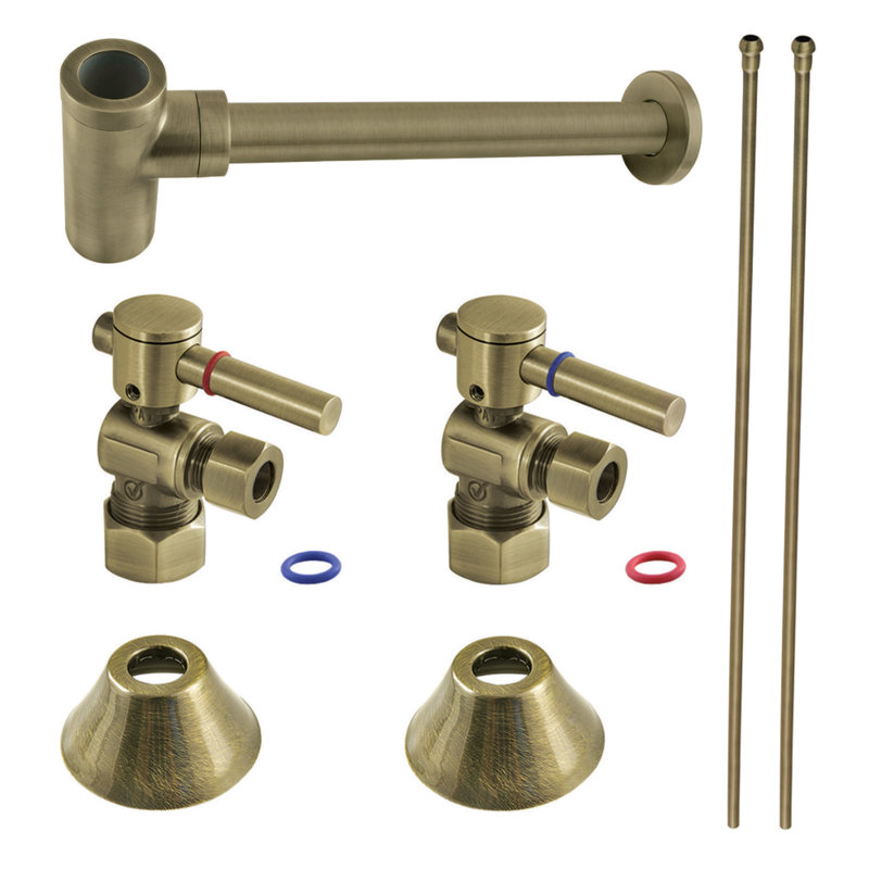 Kingston Brass Trimscape Contemporary Plumbing Sink Trim Kit with Bottle Trap, Antique Brass