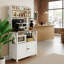 Four à micro-ondes autoportant à cinq couches avec tablettes et portes d'armoire; Le comptoir épaissi peut être utilisé comme un café; La conception sur pied s'intègre bien dans le rangement de la cuisine.