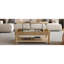 Table basse cannelée à plateau relevable de 47,24 po avec rangement caché avec pieds à colonnes romaines, bandes rectangulaires en bois massif faites à la main pour un petit appartement, conception à plateau relevable multifonctionnel