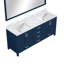 Meuble-lavabo double bleu marine avec comptoir en marbre 70 po L 32 po x H 32 po - matériau en bois, 72 22 P, 22 comptoirs, deux tiroirs pour un rangement organisé-117809727