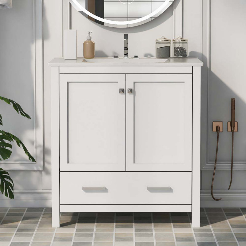 Meuble-lavabo 30 po avec lavabo simple, Blanc