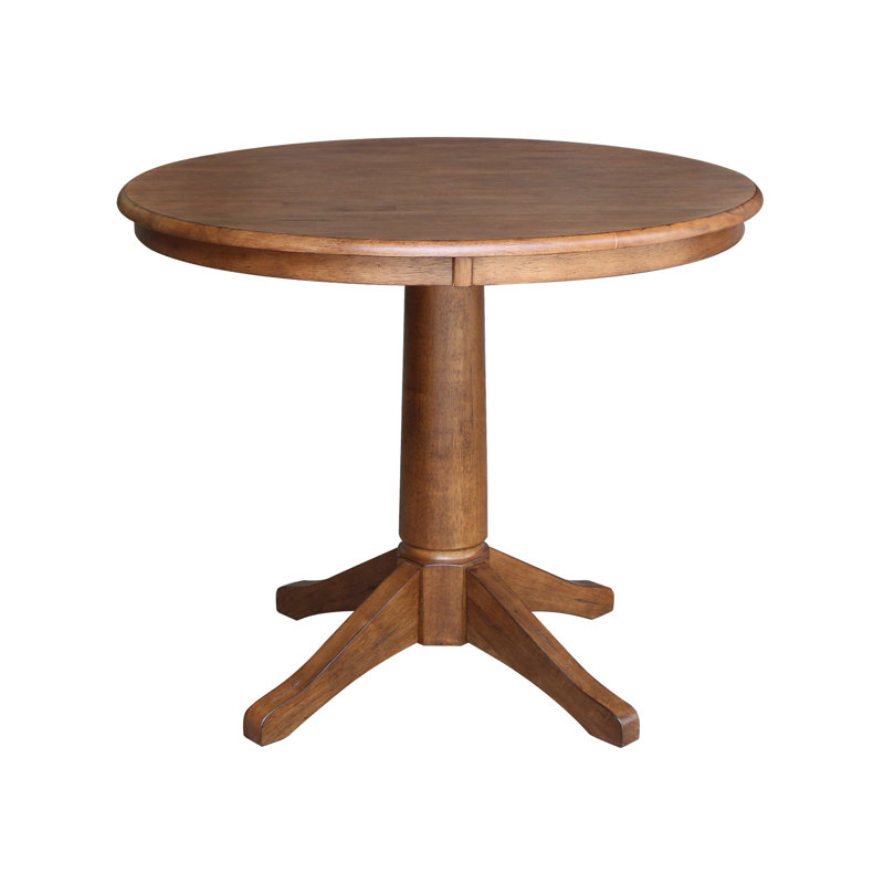 Imilia Solid Wood Pedestal Dining Table, 29.9" H x 36" L x 36" W, Distressed Oak