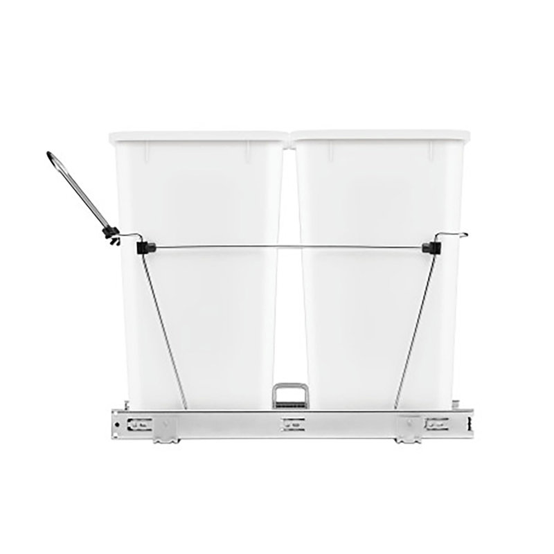 White Double 27 Quart Pull-Out Kitchen Trash Bin
