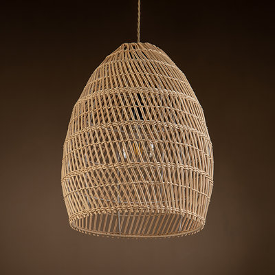 Alleman 1 - Light Pendant Light With Rattan Shade Handmade Natural Hanging Light Modern Coastal Ceiling Light