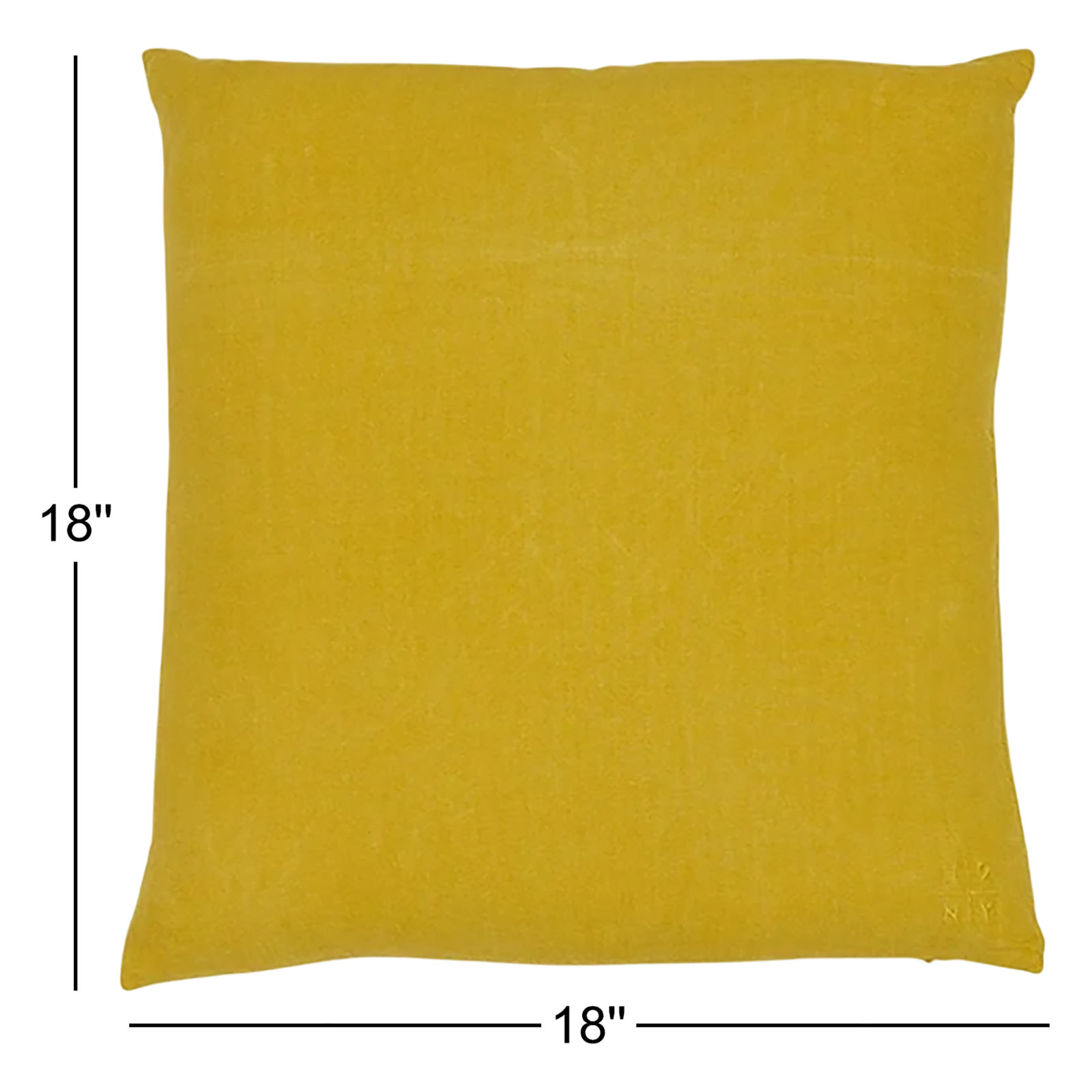 Simple Embroidered Linen Throw Pillow, Mustard, Square 18"