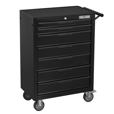 7 Drawer Rolling Tool Cabinet, Large Capacity Metal Tool Box, With Wheels And Key Lock, Rolling Storage Tool Car Suitable For Garage, Warehouse, Work Shop