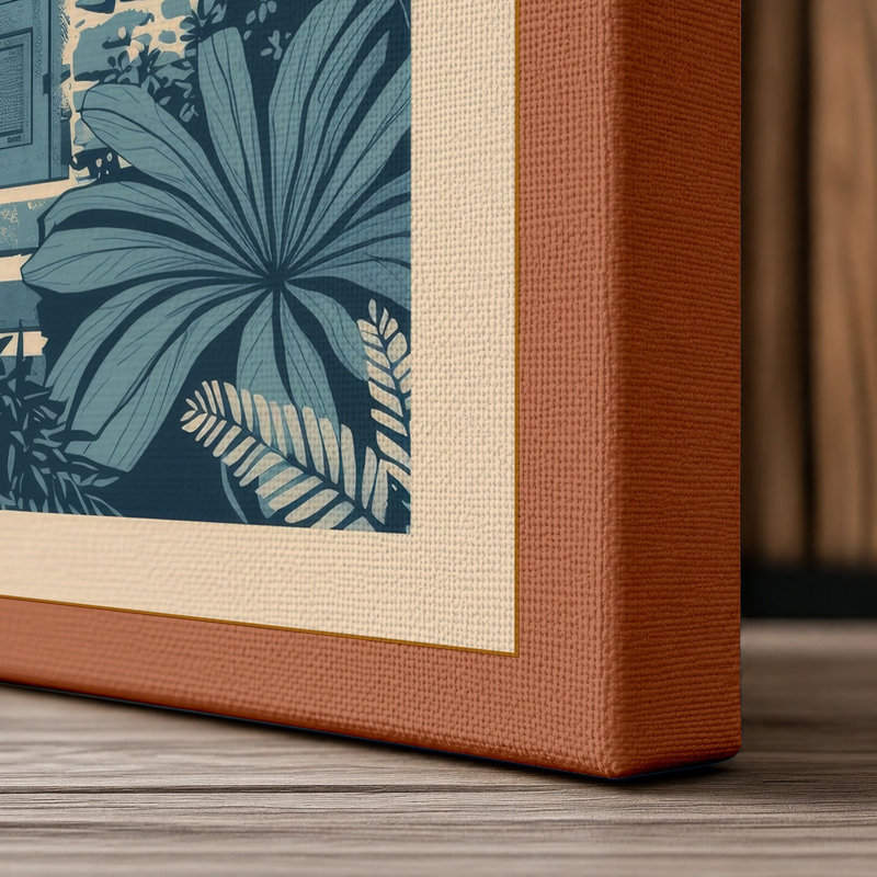 Hidden Tropical Sanctuary Coastal - Wrapped Canvas, 24x16 - 61.0 x 40.6 cm, Terracotta Border