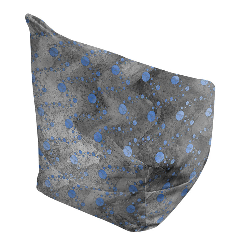 Fauteuil sac de pois Leffel, Housse de pouf, H 38 po x l 42 po x P 29 po, Bleu / Noir