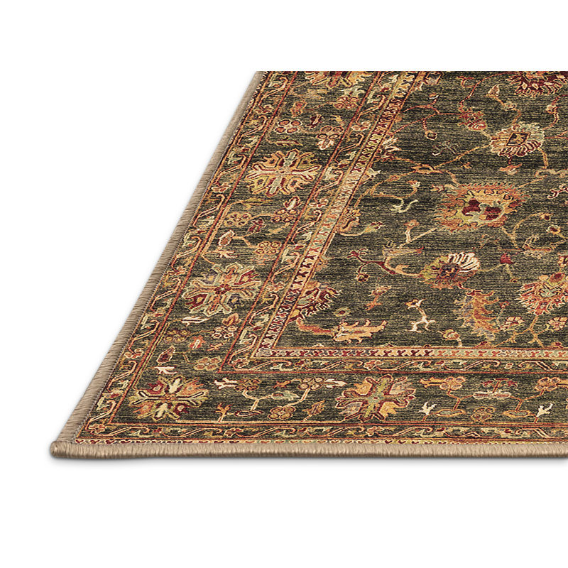 Tapis brun lavable à la machine Manbir, Rectangle 4 pi x 6 pi