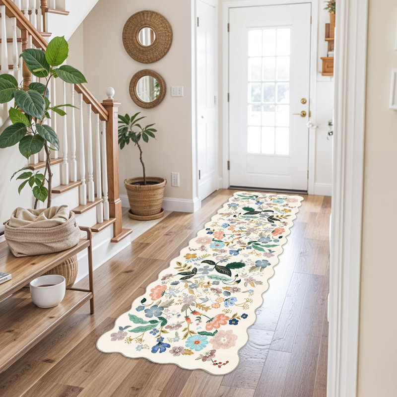 Tapis de cuisine floral festonné, 2 pi x 8 pi